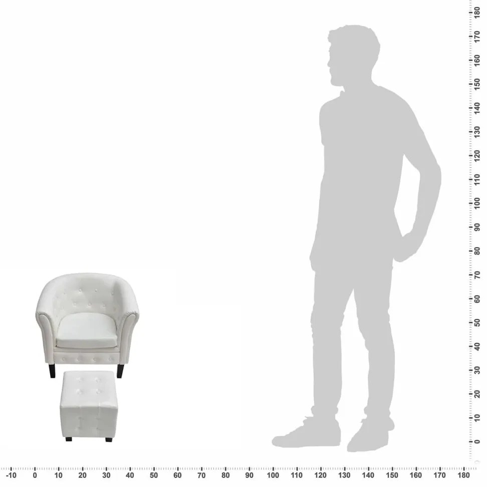 Poltrona com apoio de pés couro artificial branco