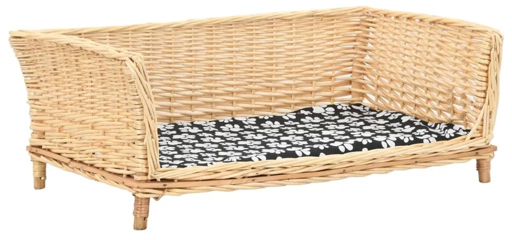 vidaXL Cesto para cães com almofadão 90x54x35 cm salgueiro genuíno