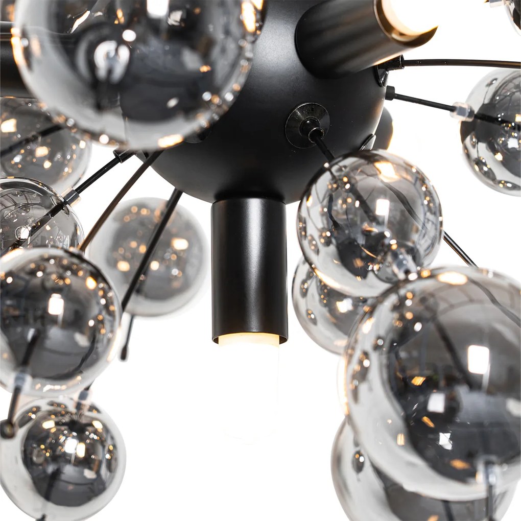 Candeeiro suspenso design preto com vidro fumê 4 luzes - Explode Design