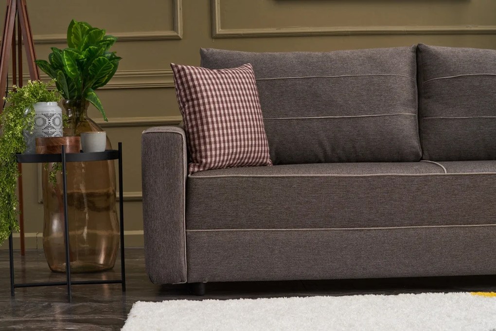 Sofá-Cama de 3 Lugares Ece – Castanho – 215x88x90 cm