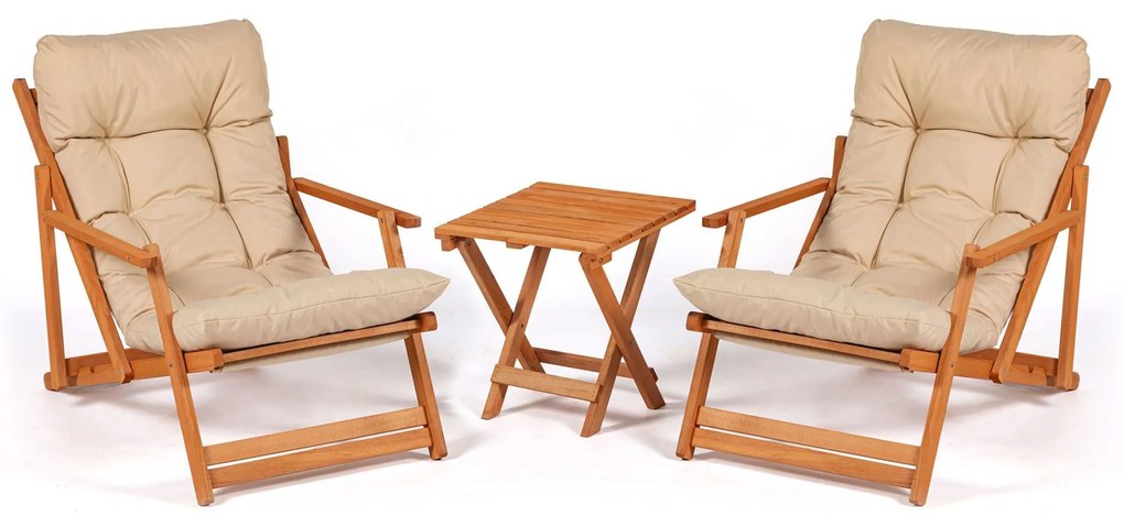 Conjunto de Mesa e Cadeiras My007 – Castanho e Creme – 40x81x50 cm | T