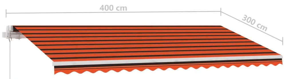 Toldo retrátil manual com LED 400x300 cm laranja e castanho