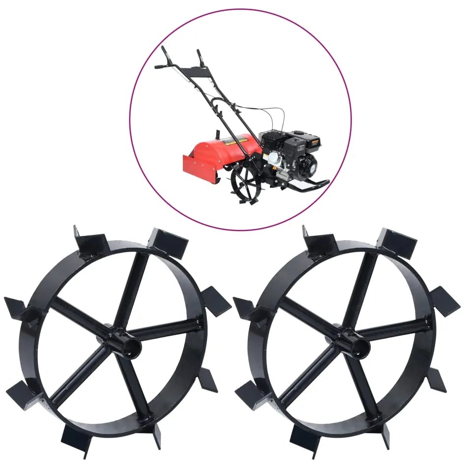 vidaXL Rodas de metal p/ motoenxada a gasolina 6,5 CV 2 pcs