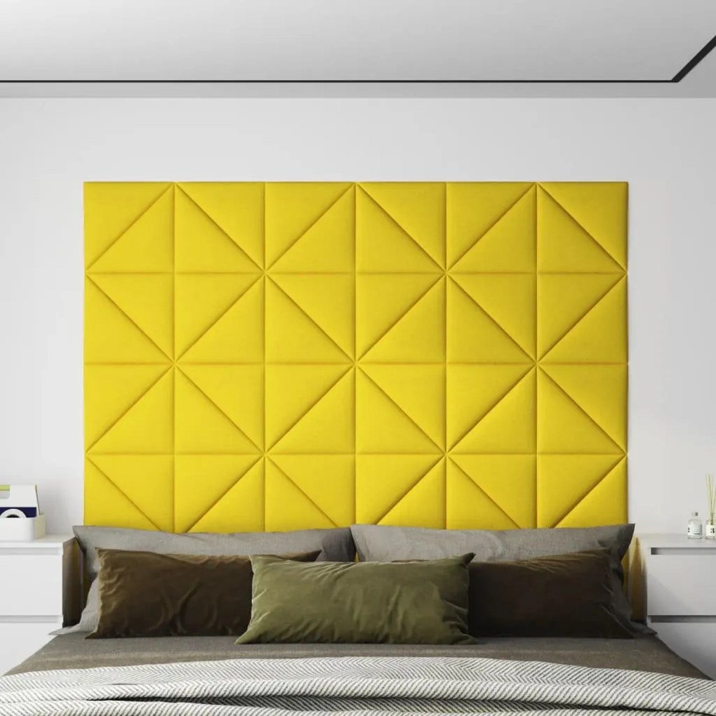 Painel de parede 12 pcs 30x30 cm tecido 0,54 m² amarelo-claro