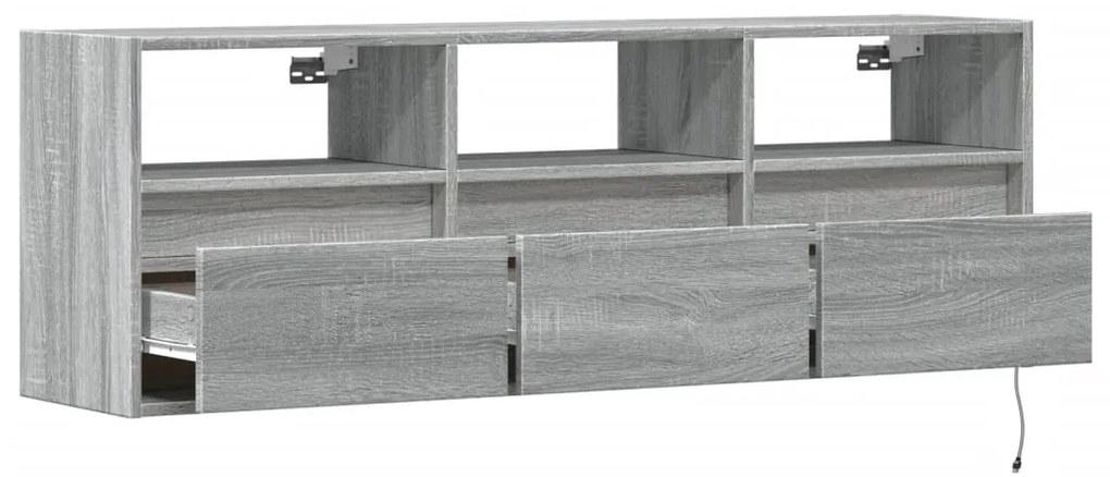 Móvel de parede p/ TV c/ luzes LED 130x31x45 cm cinzento sonoma