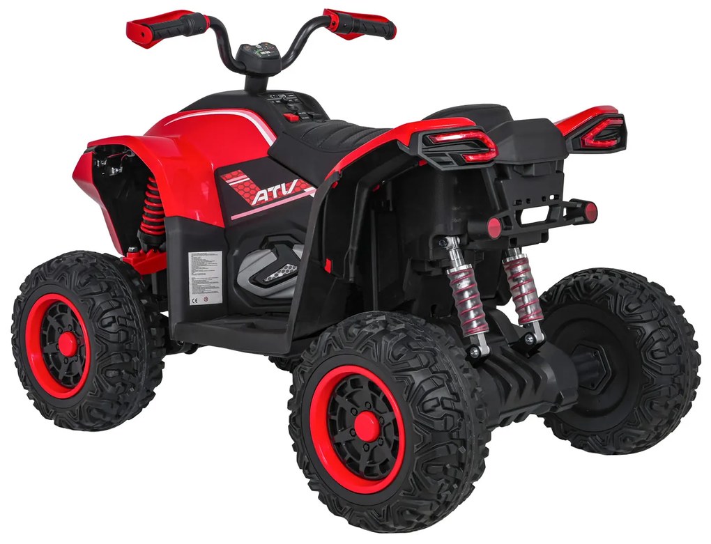 Moto 4 elétrica para crianças 12V 4x4 Fast Wheel, Controle remoto, Rodas Espuma EVA, assento couro ecológico Vermelha