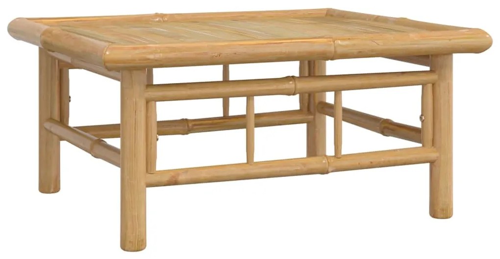 7 pcs conjunto lounge de jardim bambu c/ almofadões branco nata
