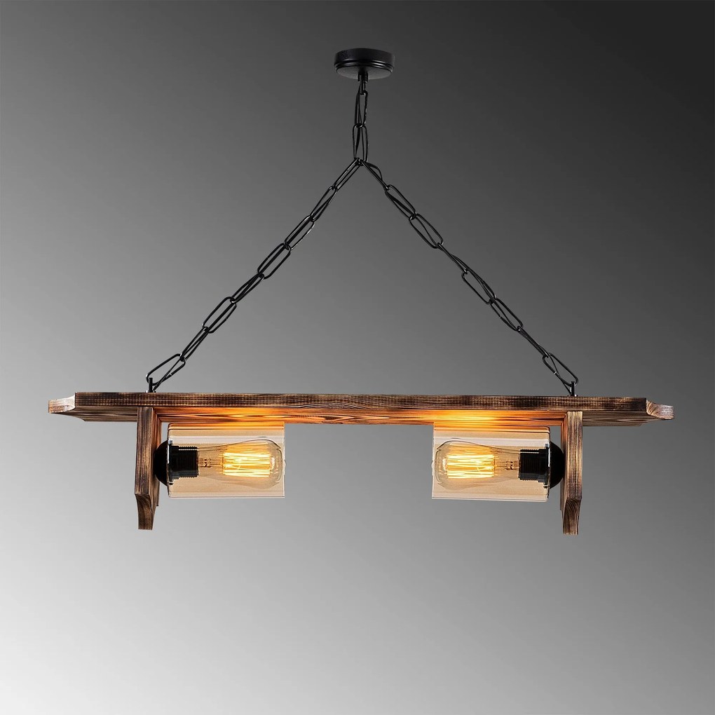 Candeeiro Chandelier Erebos – Preto Madeira – 80 x 11 cm