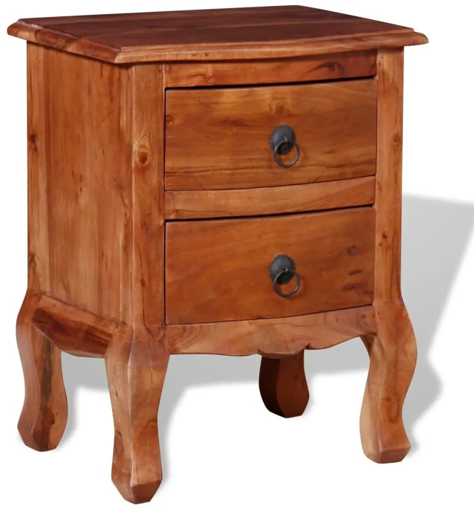 Mesa de cabeceira com gavetas madeira de acácia maciça