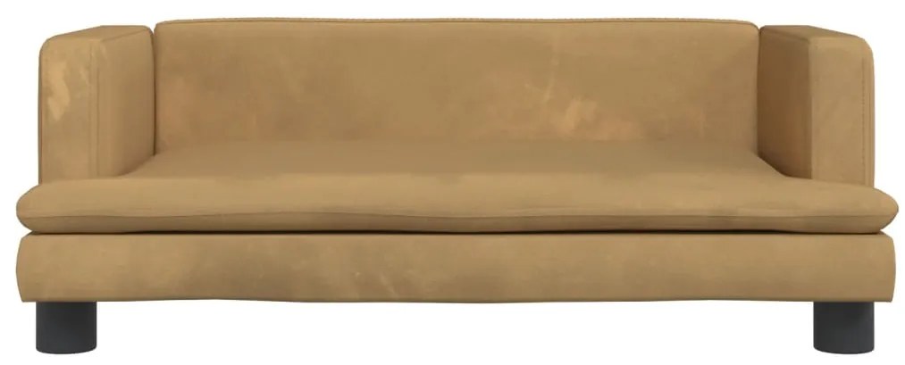 Sofá infantil 80x45x30 cm veludo castanho