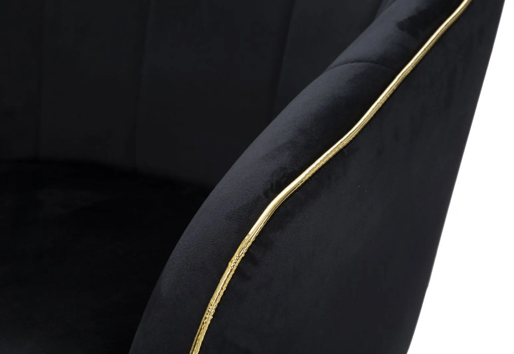 POLTRONA PARIS PRETA E DOURADA 62X58X78 CM