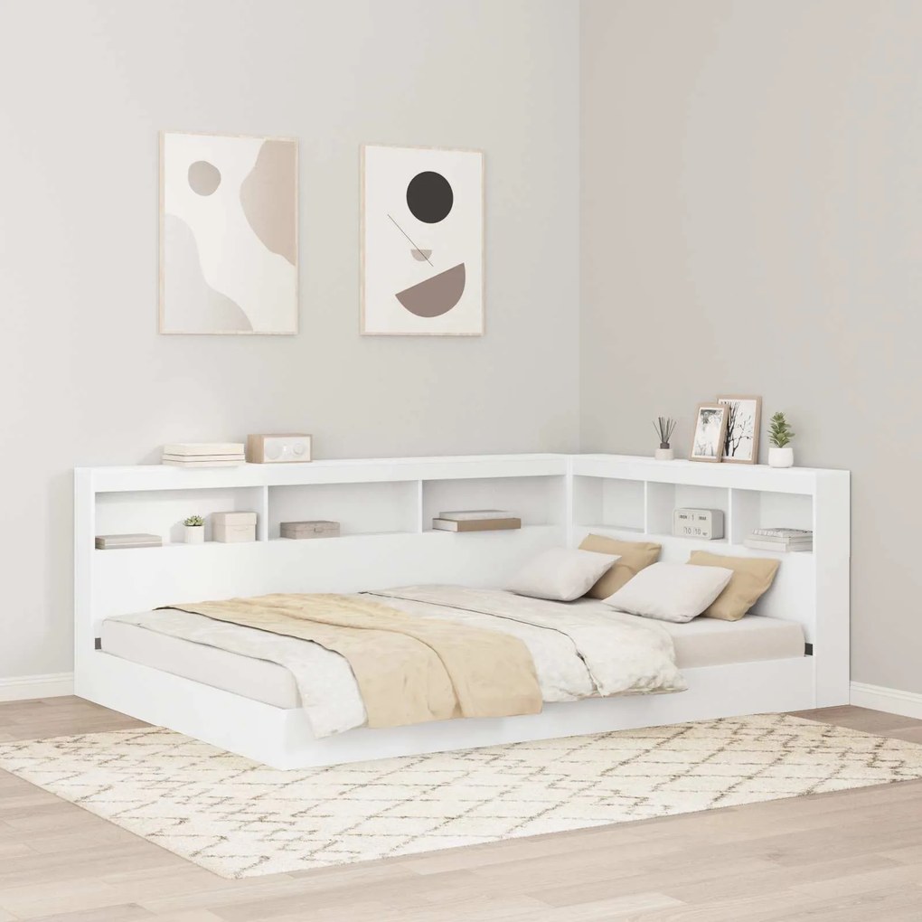 vidaXL Cabeceira de armazenamento Branco 160 cm Madeira processada