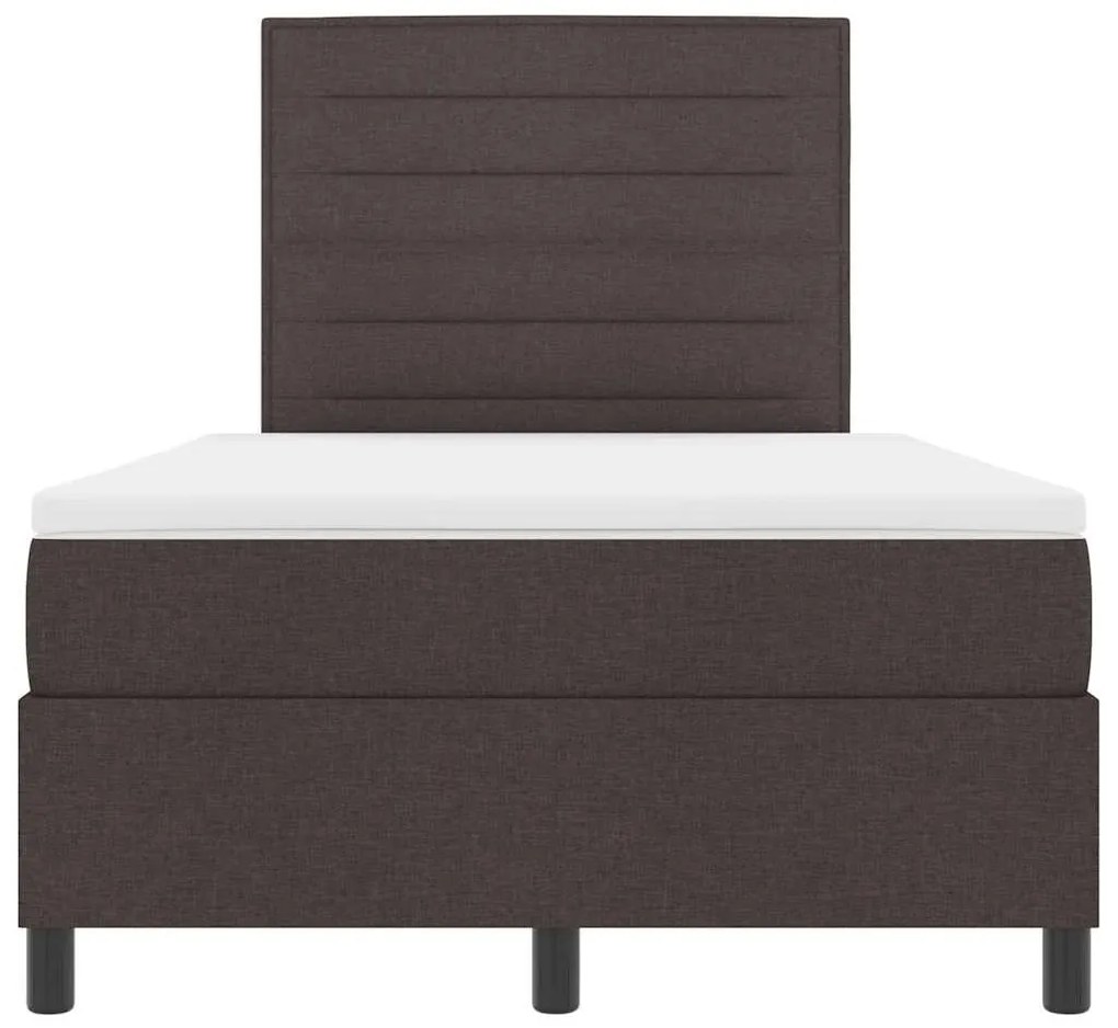 Cama Box Spring com Colchão Marrom Escuro 120x200 cm Tecido