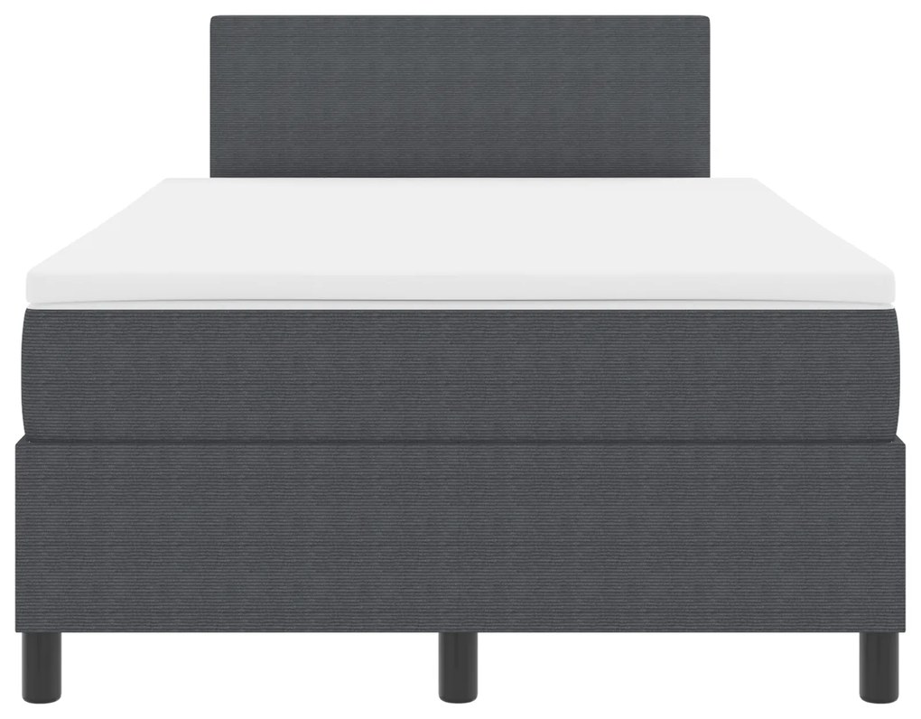 Cama Box Spring com Colchão Cinza Escuro 120x200 cm Tecido de Corduroy