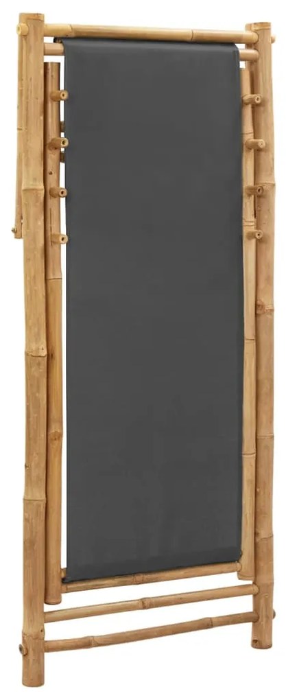 Espreguiçadeira de bambu e lona cinzento-escuro