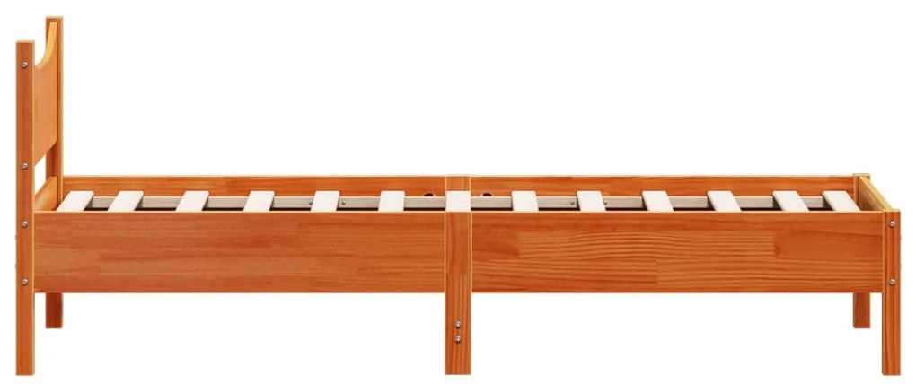 Cama sem colchão 75x190 cm madeira de pinho maciça castanho-mel