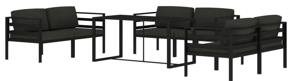 7 pcs conjunto lounge jardim com almofadões alumínio antracite
