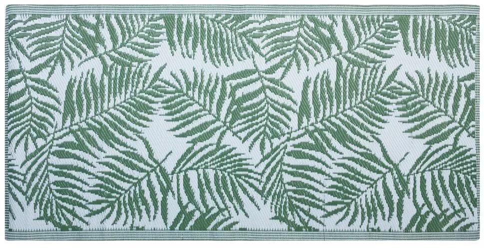 Tapete de exterior 90 x 150 cm padrão folhas de palmeira verde escuro cm KOTA Beliani