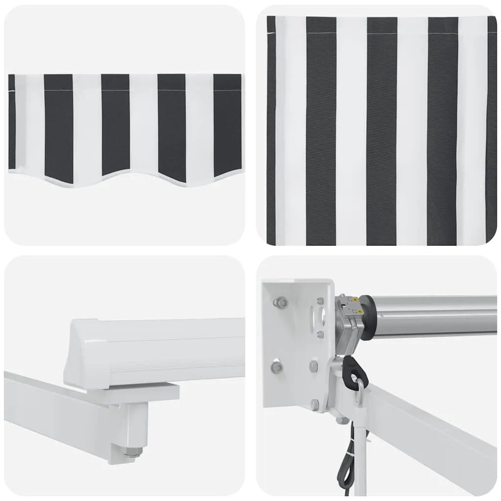 Toldo retrátil 4,5x3 m tecido e alumínio antracite e branco