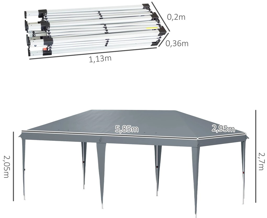 Tenda Dobrável 585x295x270 cm Tenda de Jardim Portátil com Bolsa de Tr