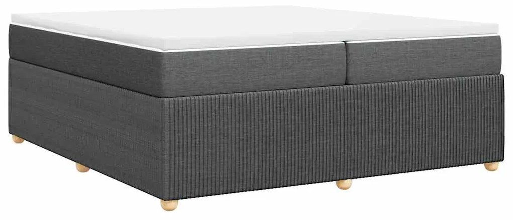 Cama com molas/colchão 200x200 cm tecido cinzento-escuro