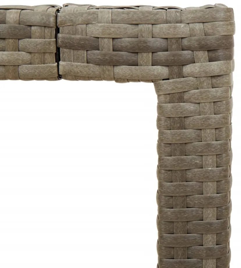 Mesa de jardim com tampo de vidro 90x90x75 cm vime PE cinzento