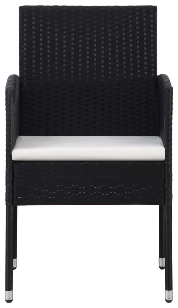 Cadeiras de jardim c/ almofadões branco nata 2pcs vime PE preto