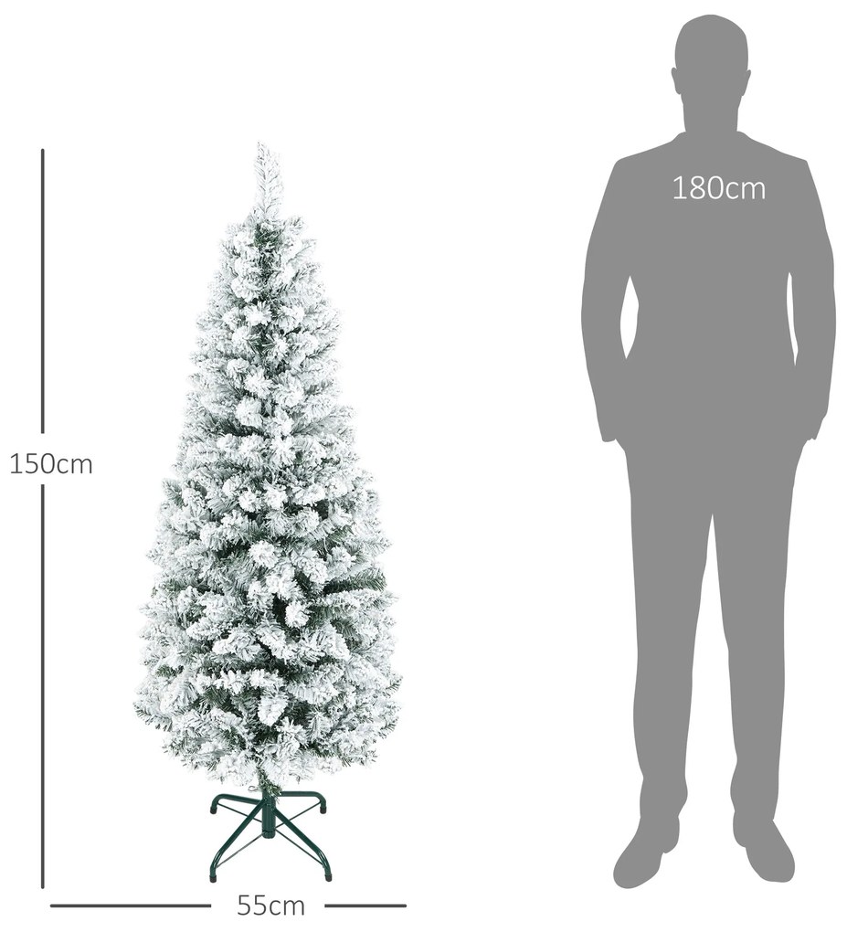 HOMCOM Árvore de Natal 150 cm Árvore de Natal Artificial Coberta de Ne