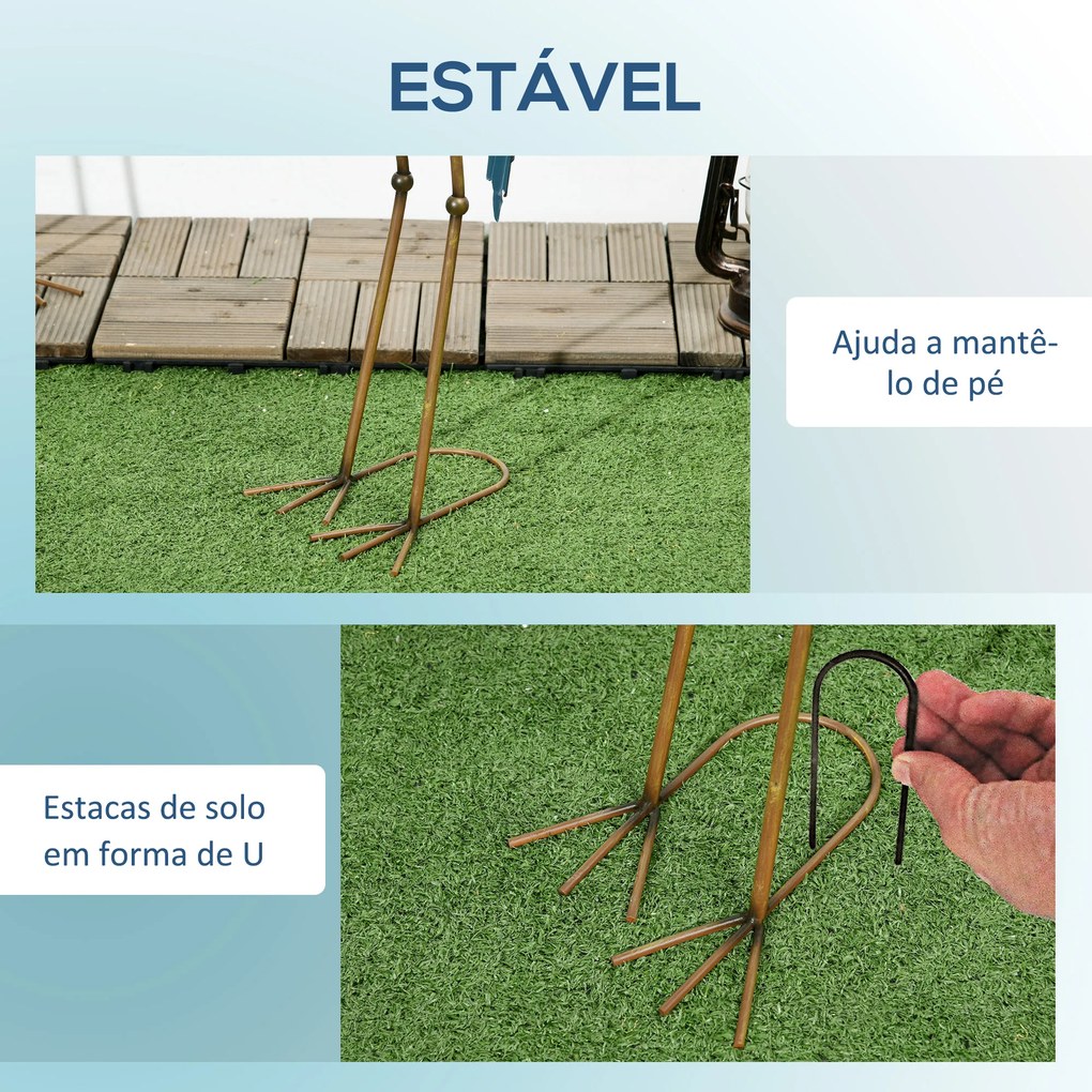 Conjunto de 2 Peças Estátuas de Jardim de Cegonha em Aço Esculturas para Exteriores Decoração de Relvado Patio 26x15x74 cm Azul