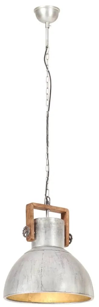 Candeeiro suspenso industrial redondo 25 W 40 cm E27 prateado