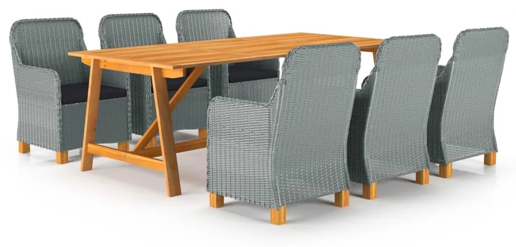vidaXL 7 pcs conjunto de jantar para jardim cinzento-claro