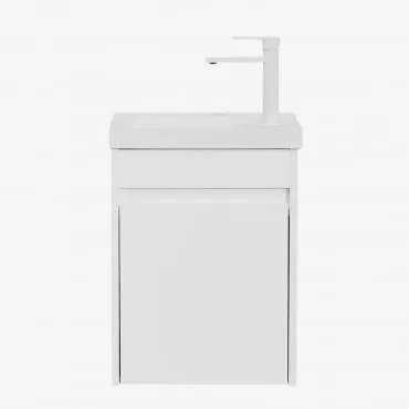 Conjunto De Móvel De Casa De Banho Suspenso Em Madeira Com Lavatório Integrado Narek Branco & Sem Espelho & Branco ↑20 Cm - Sklum