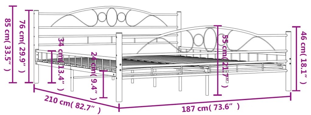 Estrutura de cama 180x200 cm metal branco