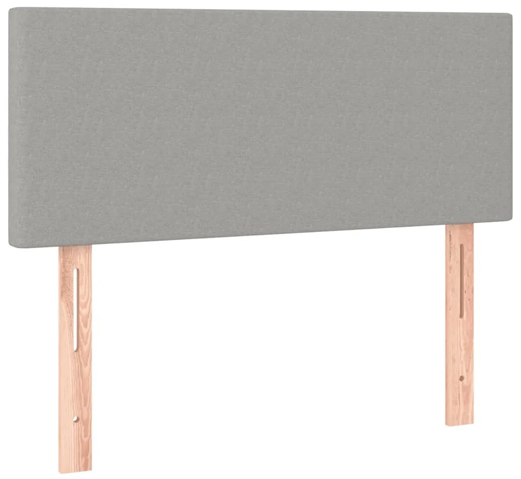 Cama box spring c/ colchão e LED 120x190 cm tecido cinza-claro