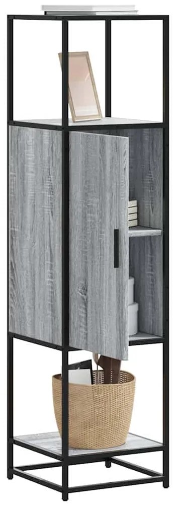 vidaXL Armário alto 35,5x35x139 cm madeira e metal cinza sonoma