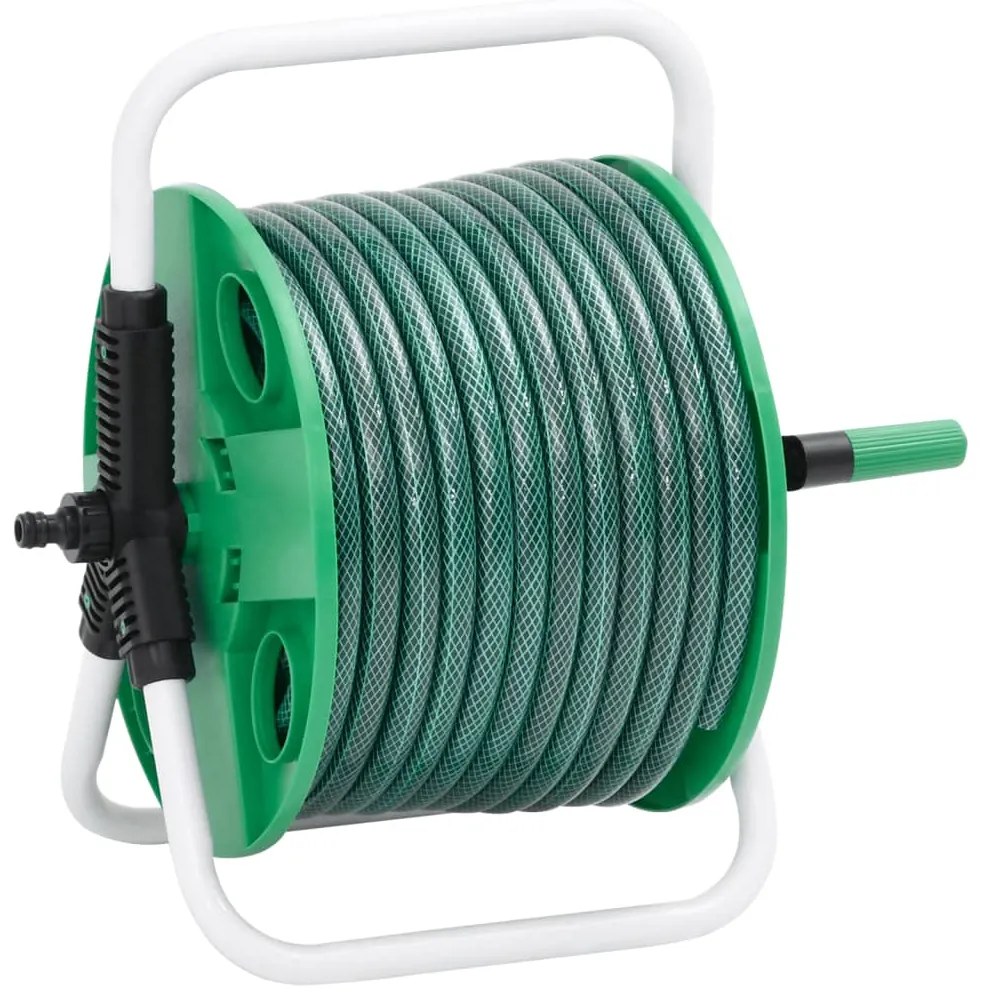 vidaXL Enrolador independente com mangueira de 30 m PVC verde