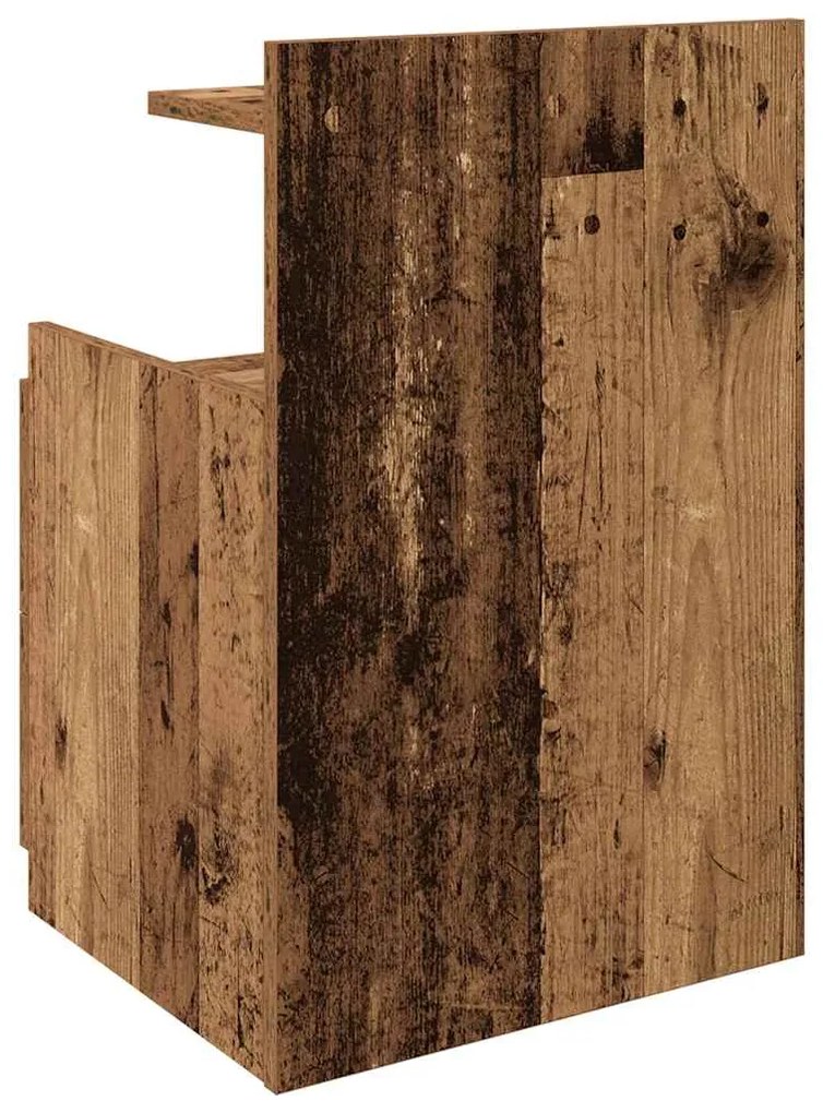 Mesa de cabeceira com 2 gavetas madeira antiga 40x36,5x62 cm