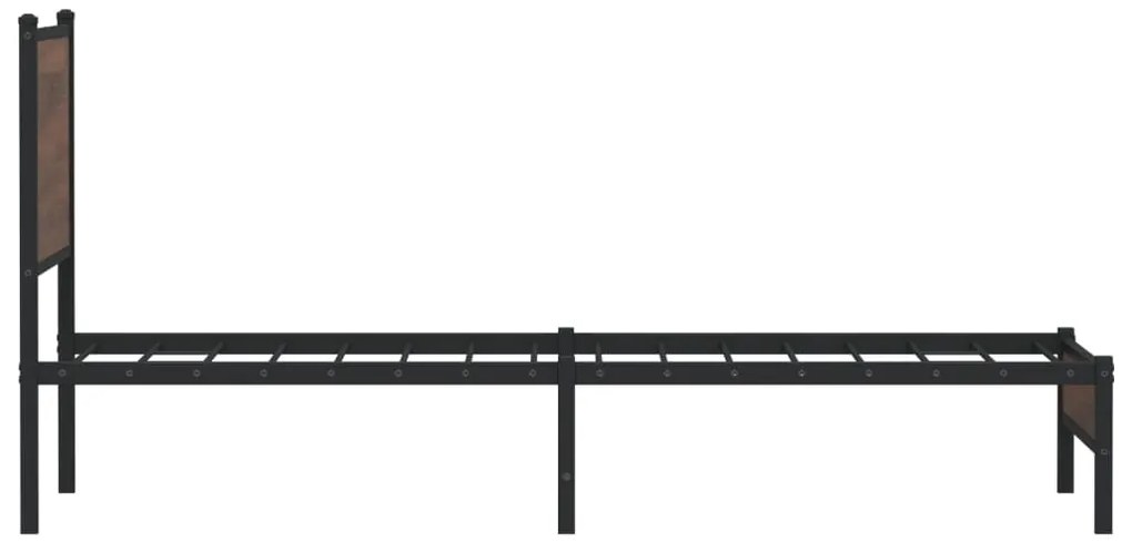 Estrutura de cama sem colchão 90x190 cm metal carvalho castanho