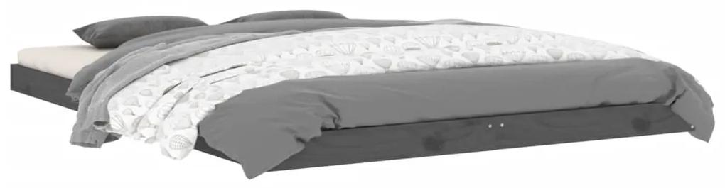 Estrutura de cama de casal 135x190 cm pinho maciço cinzento