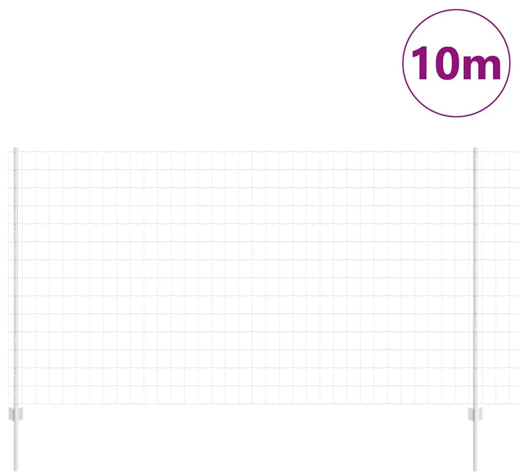 Cerca Euro com 10 Postes Prateados 1,4x10 m Aço