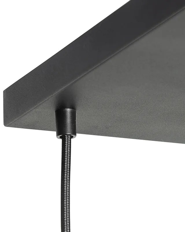 Candeeiro de suspensão Art Deco preto com vidro fumê 8 luzes - Sandra