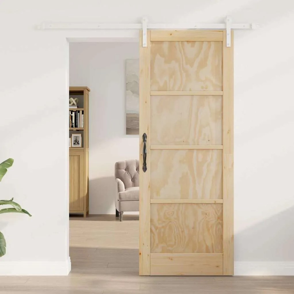 Porta Deslizante vidaXL com Conjunto de Hardware 78x202 cm Madeira Sól
