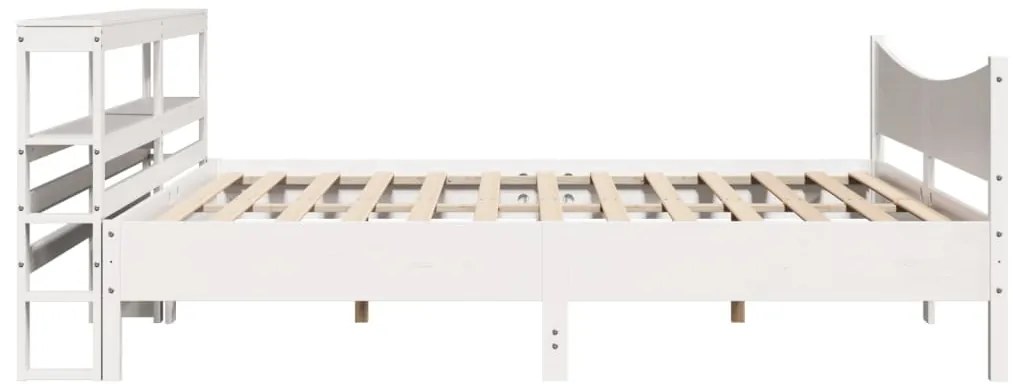 Estrutura de cama com cabeceira 200x200 cm pinho maciço branco