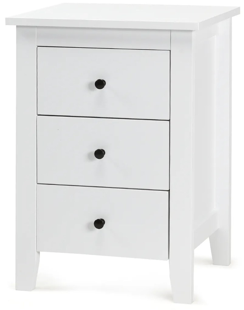 Mesa de cabeceira com 3 gavetas com Estrutura Resistente para Sala e Quarto 46 x 37 x 65 cm Branco