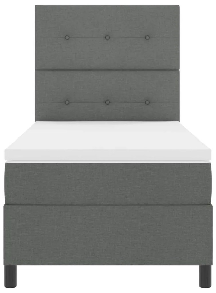 Cama Box Spring com Colchão Cinza Escuro 100x200 cm Tecido