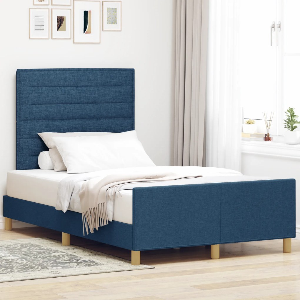 Cama vidaXL Azul 120x200 cm Tecido