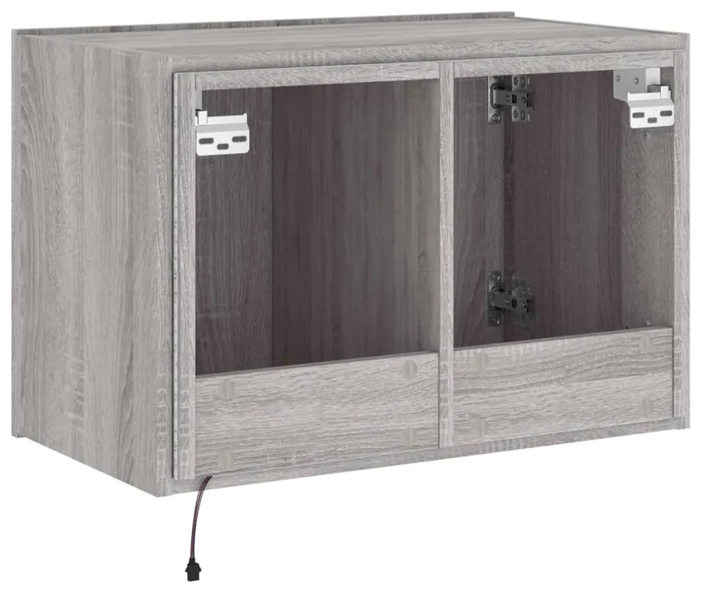 Móvel de parede p/ TV c/ luzes LED 60x35x41 cm cinzento sonoma