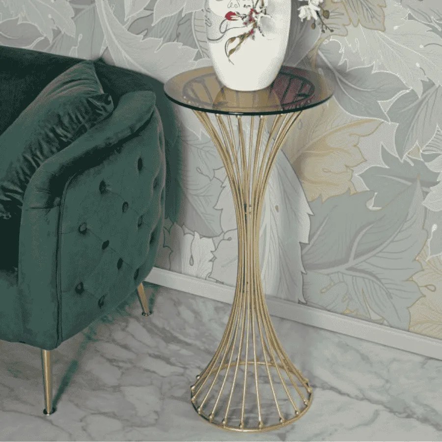 MESA DE APOIO CENTUR Ø 40X82 CM DOURADA