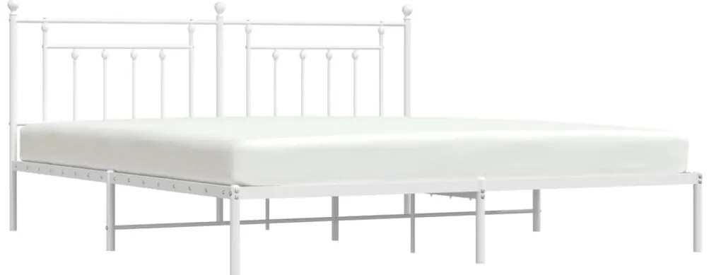 Estrutura de cama com cabeceira 200x200 cm metal branco