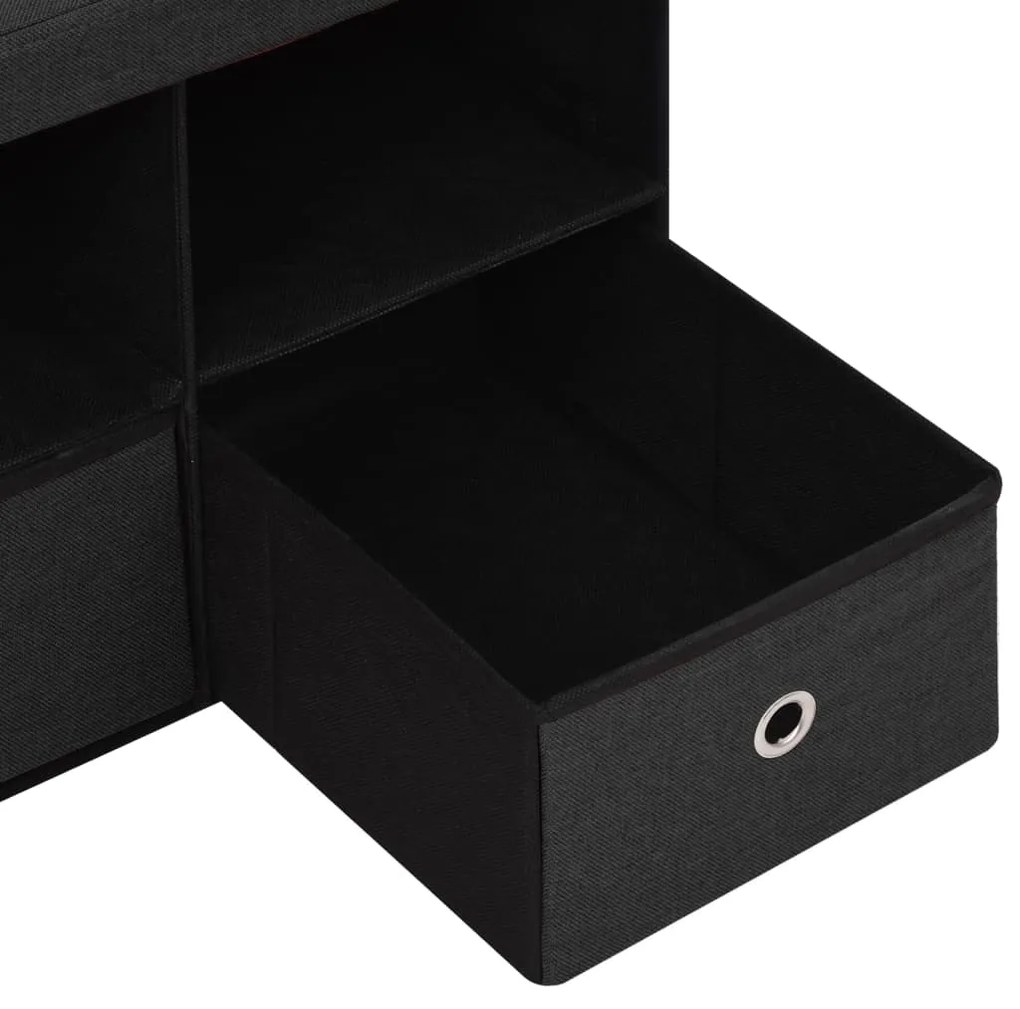 Banco de arrumação dobrável 76x38x38 cm linho falso preto